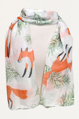 Scarf Fox Print White