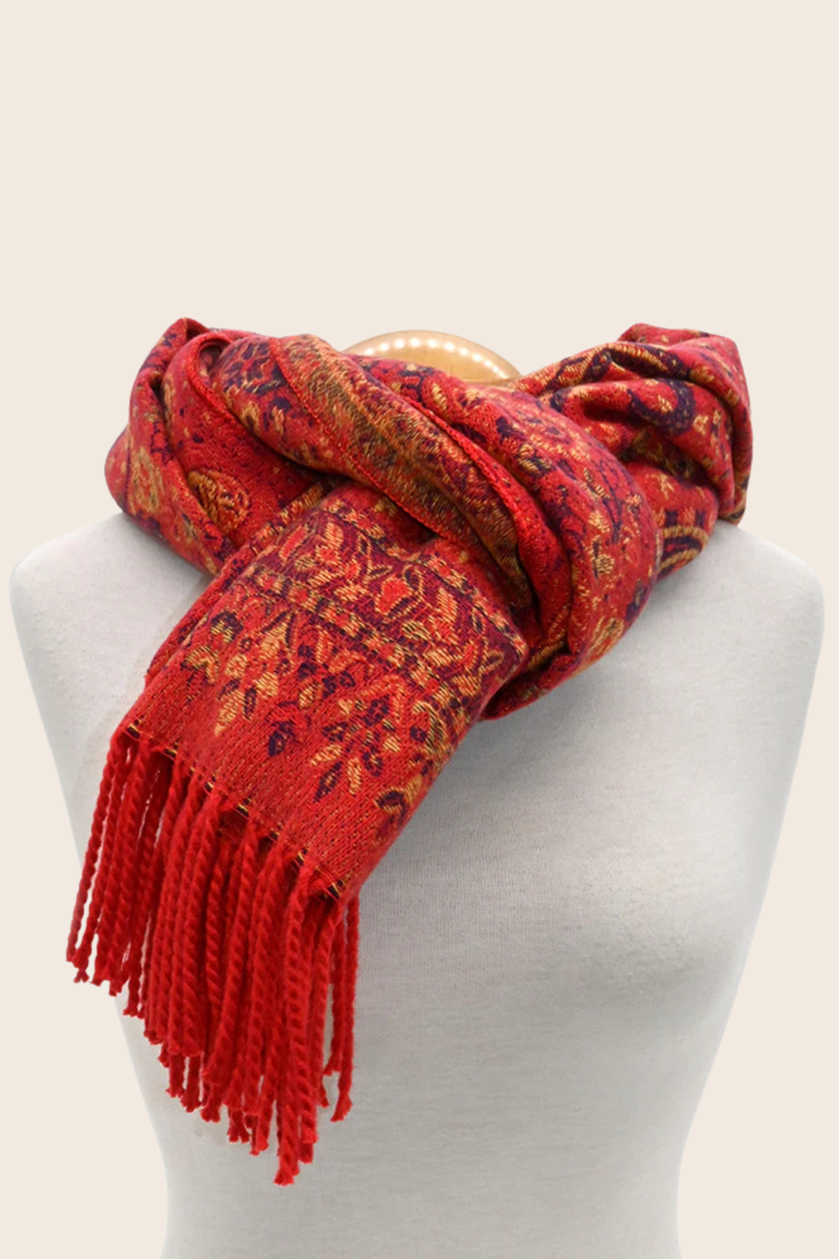 Bohemian Paisley Fringe Scarf – Red, Black or Pink