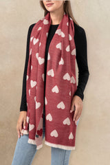 Scarf Hearts Motif Fringes