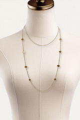 Shapes Double Strand Long Chain Necklace - Gold Plated