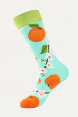 Socks Oranges Motif Blue