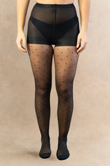 Tights Semi-Sheer Dots Patterned Stockings + Mesh Laundry Bag