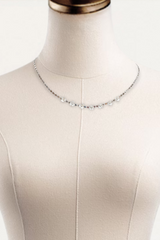Tiny Flower Chain Necklace-Silver