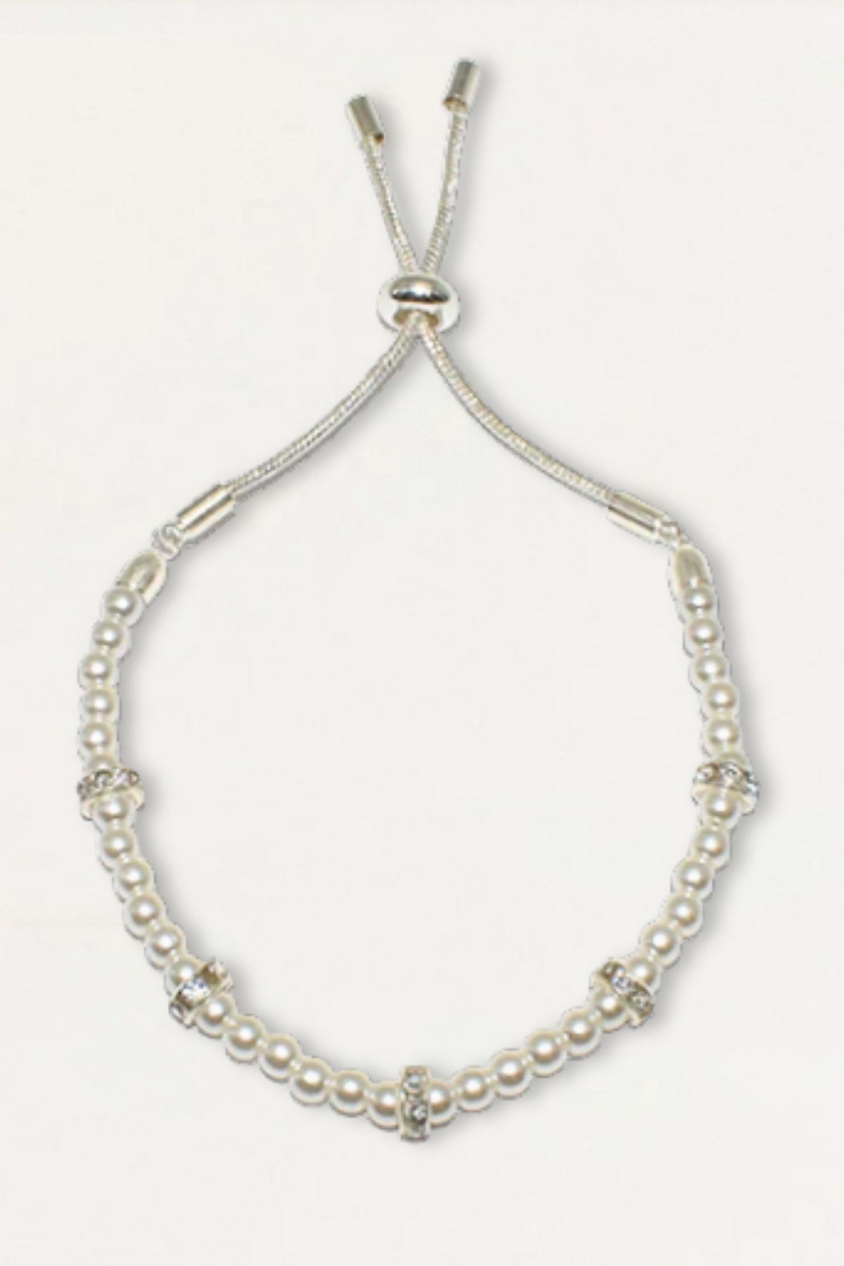 Tiny Pearl Rondelle Rhinestone Bracelet