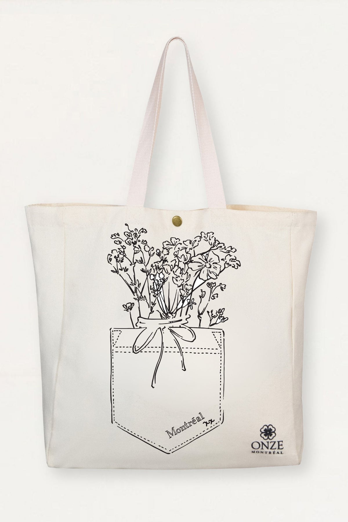 Tote Bag Canvas Custom Illustration Flowers In My Pocket