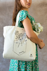 Tote Bag Canvas Custom Illustration Flowers In My Pocket