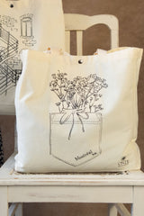 Tote Bag Canvas Custom Illustration Flowers In My Pocket