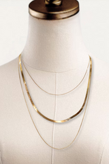Triple Strand Chain Necklace - Light Gold Layered Chains