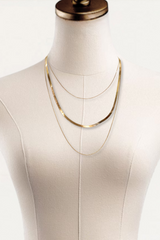Triple Strand Chain Necklace - Light Gold Layered Chains