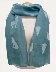 Wolf Print Scarf Teal