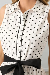 Daniela Midi Shirt Dress Polka Dot Sleeveless Tie Waist