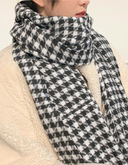 Scarf Houndstooth Print Fringed