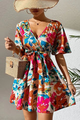 Maeve Mini Wrap Dress Floral Print Short Sleeves